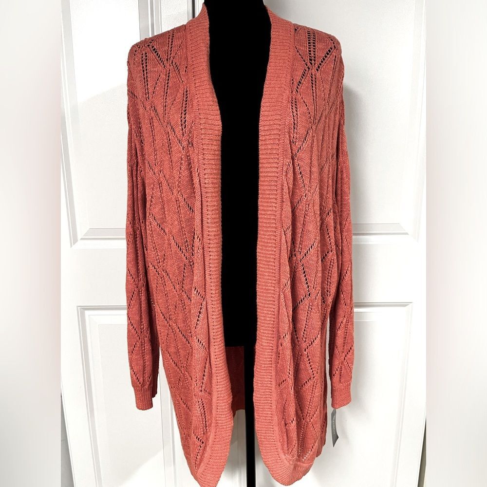 Style & Co Open Stitch Open Front Cardigan